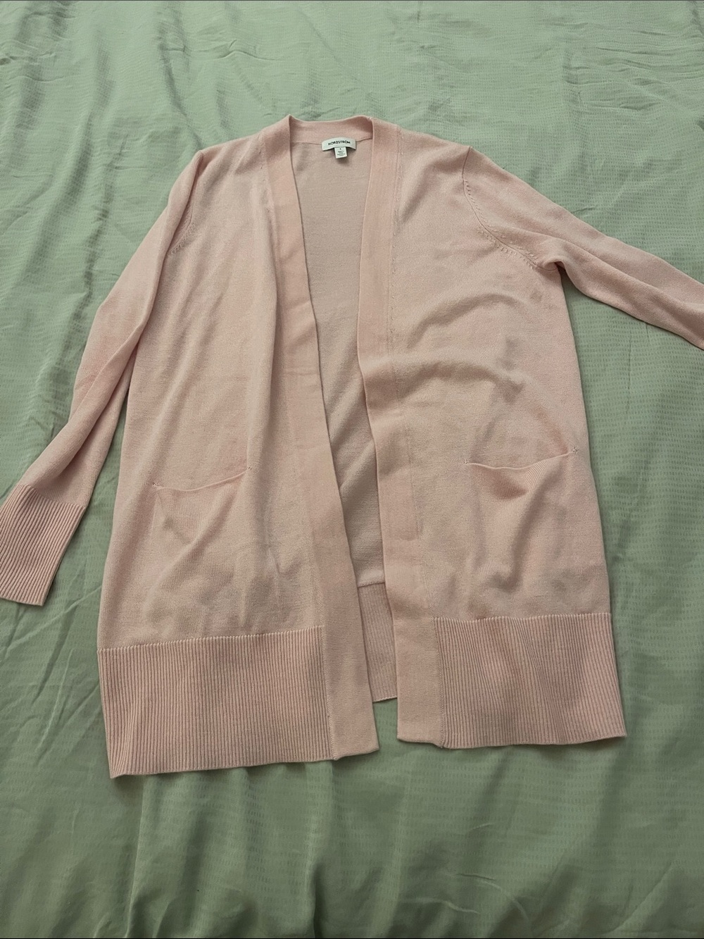 Nordstrom Pale Pink Open-Front Long Cardigan